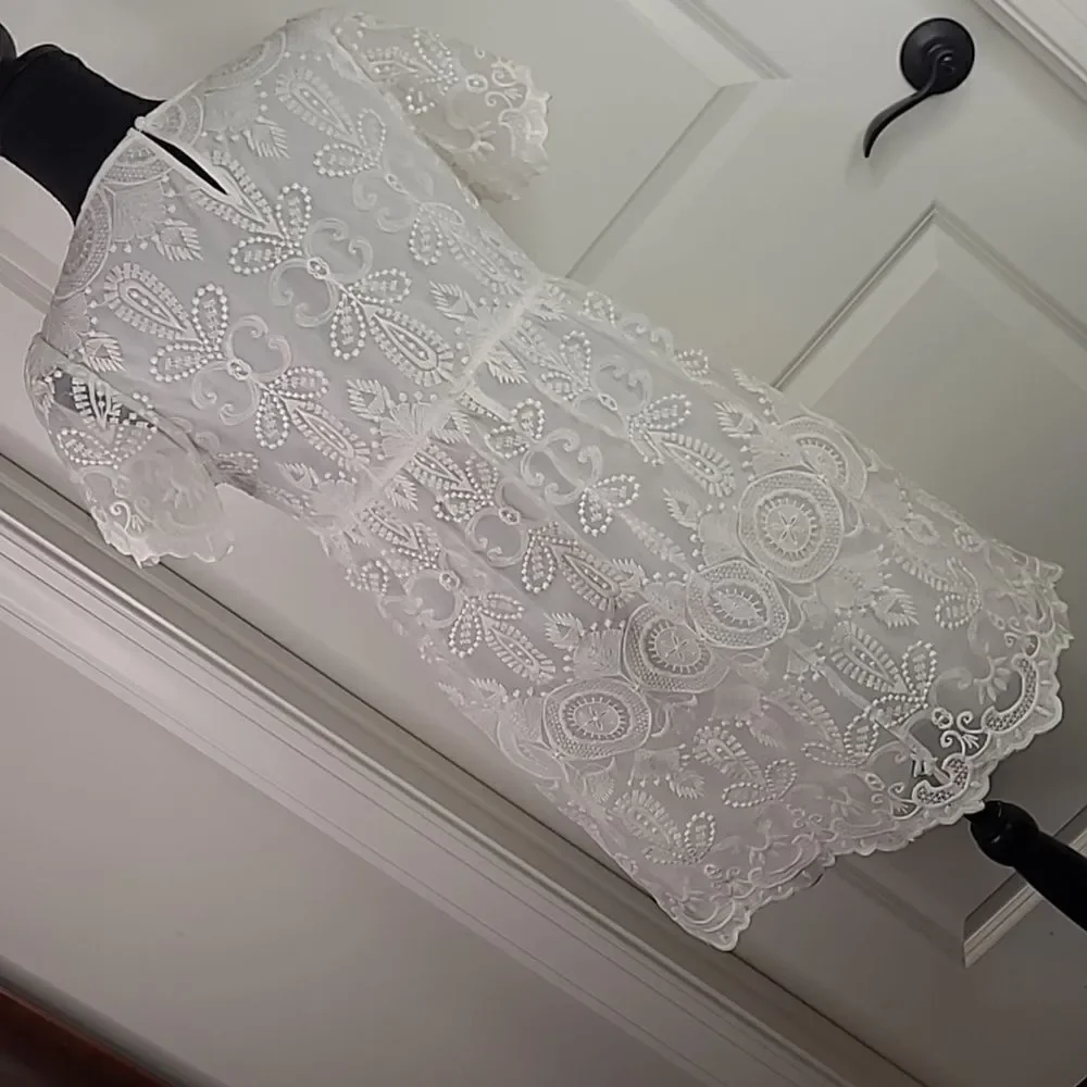 SHEIN  sz S embroidered sheer dress with full lining